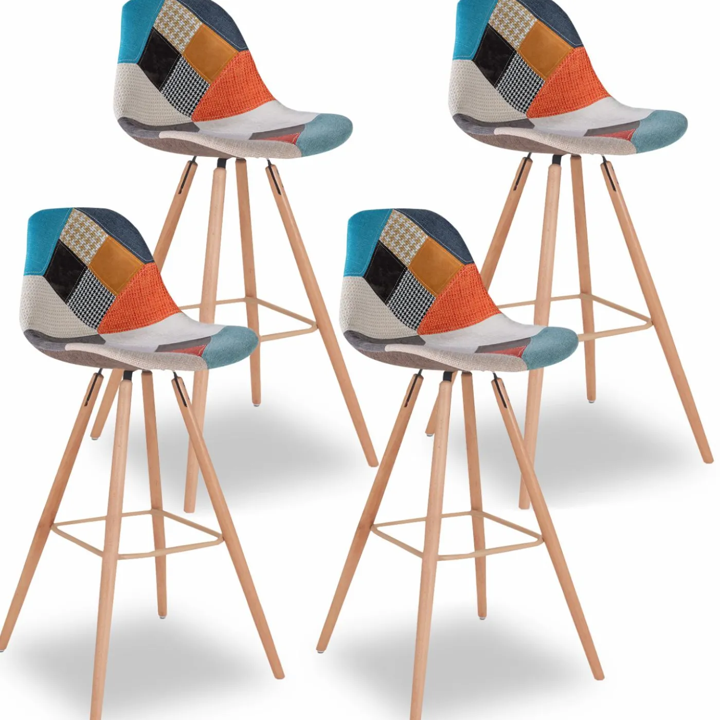 Tabourets de bar scandinaves patchwork multicolore