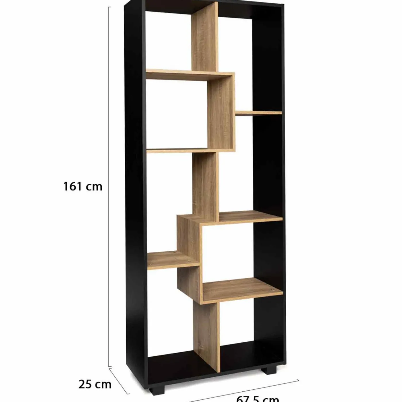Étagère 161 cm double position bois imitation hêtre et noir