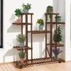 Étagère à pots de fleurs en bois de sapin 8 niveaux et roulettes
