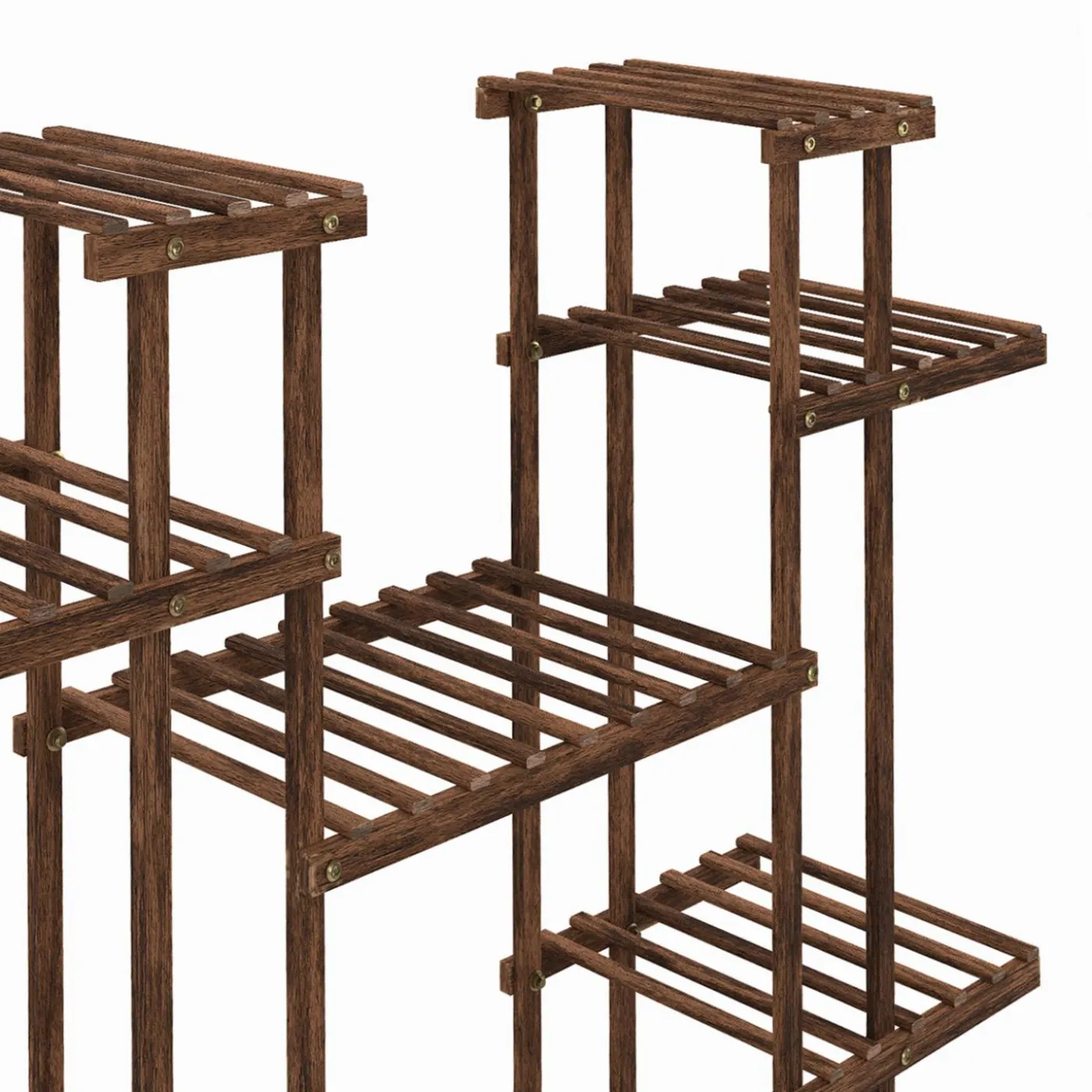 Étagère à pots de fleurs en bois de sapin 8 niveaux et roulettes