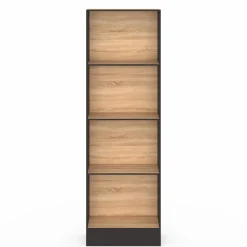 Étagère bibliothèque 5 niveaux noir et effet bois H.190cm