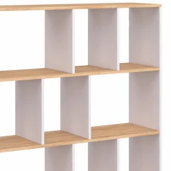 Étagère bibliothèque 4 niveaux blanc et effet bois 143 cm