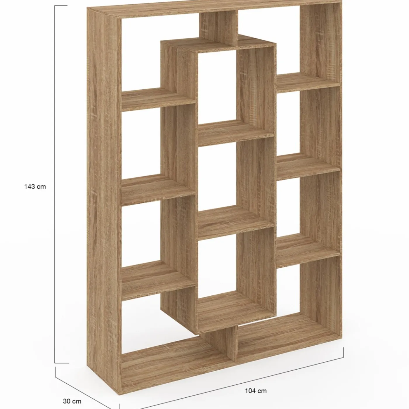 Étagère bibliothèque avec 11 compartiments effet bois