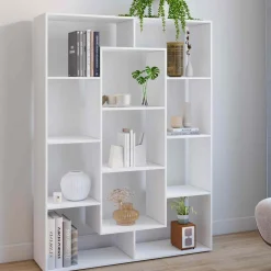 Étagère bibliothèque blanche 143 cm 11 compartiments