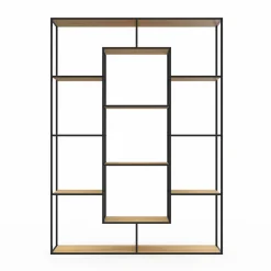 Étagère bibliothèque bois et métal 143 cm 11 compartiments style industriel