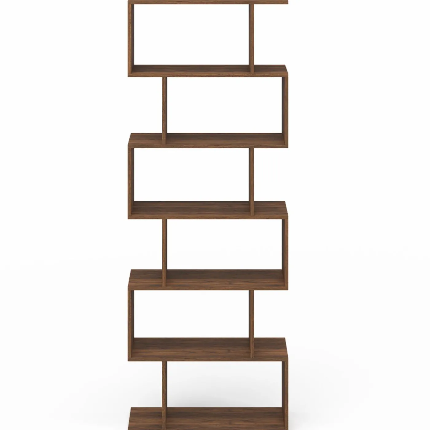 Étagère bibliothèque en forme de S effet noyer 189 cm