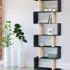 Étagère bibliothèque en S 189cm bois façon hêtre et noir