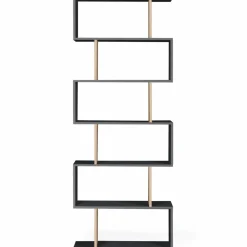 Étagère bibliothèque en S 189cm bois façon hêtre et noir