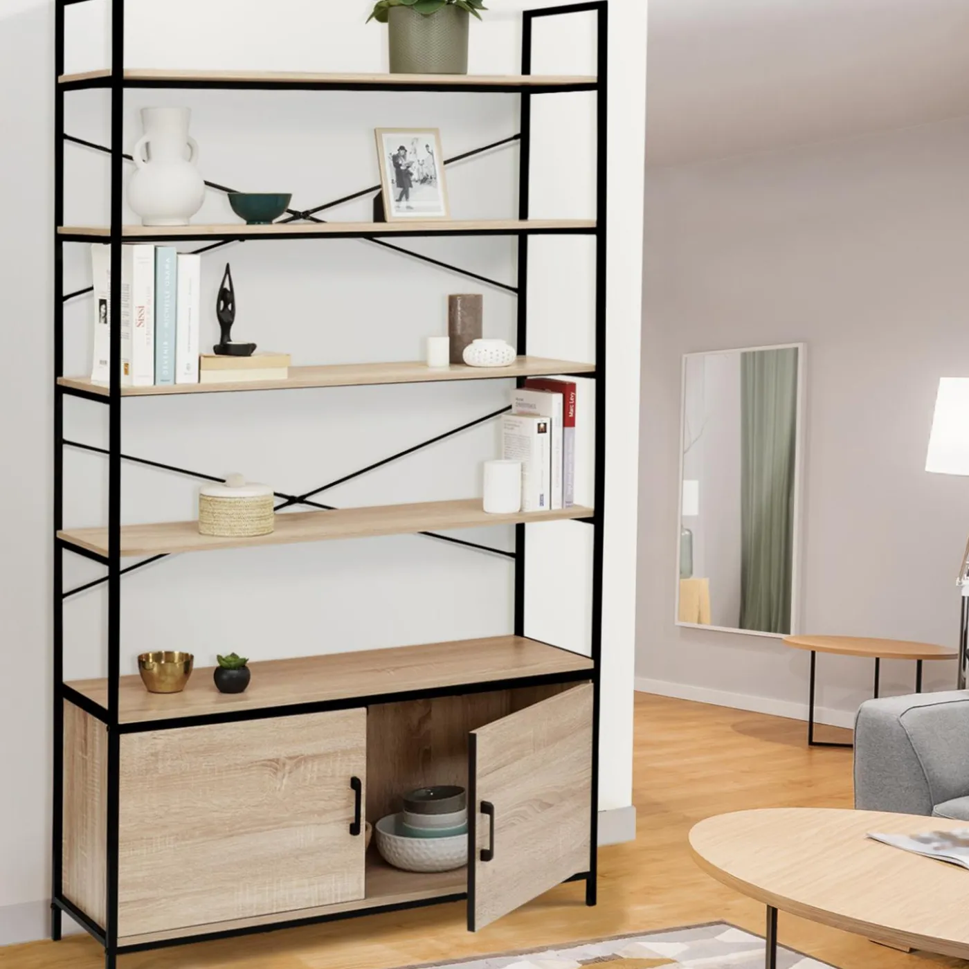 Étagère bibliothèque industrielle 170 cm