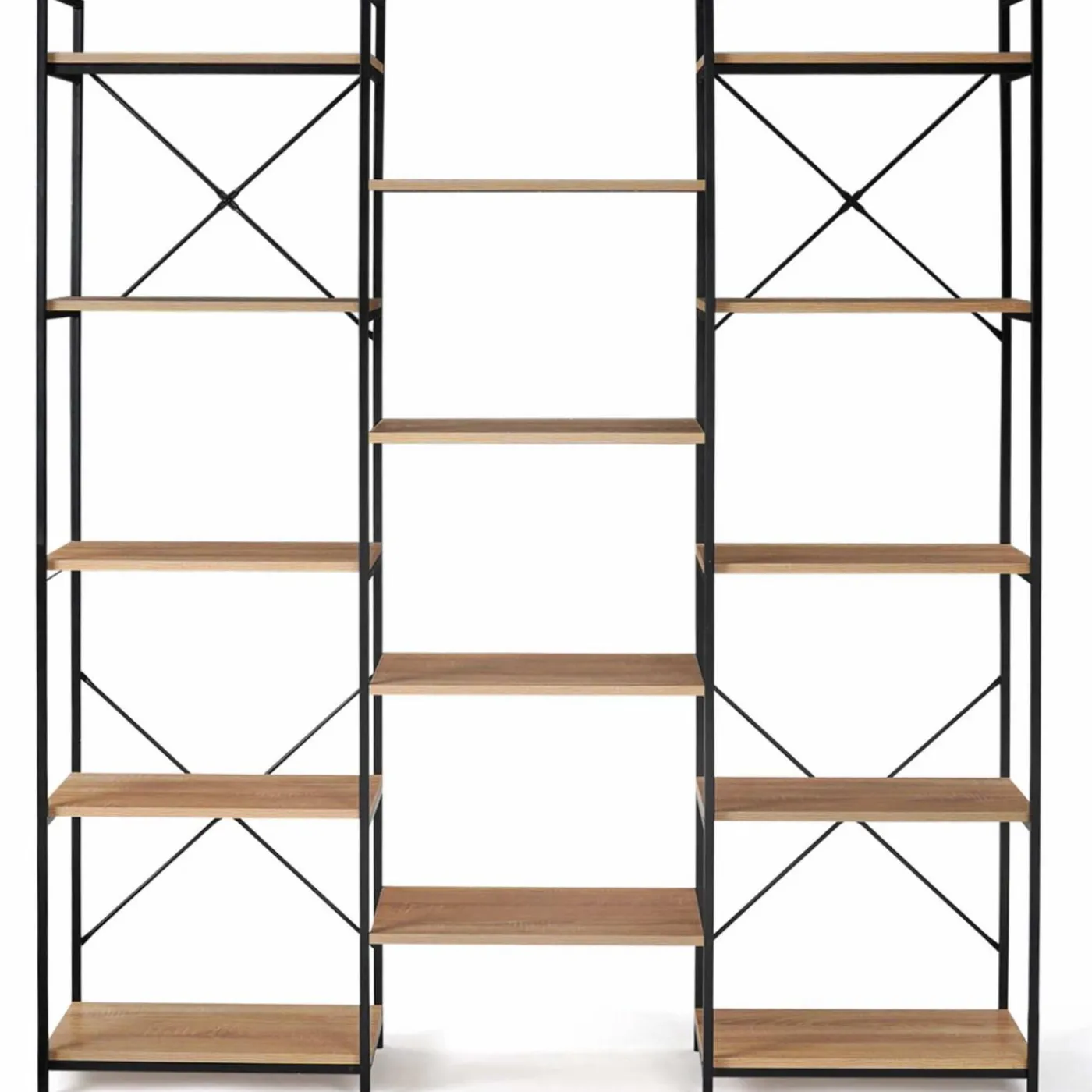 Étagère bibliothèque industrielle bois et métal 170 cm