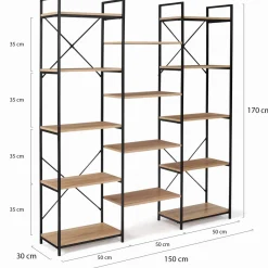 Étagère bibliothèque industrielle bois et métal 170 cm