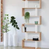 Étagère blanc et bois en S 6 niveaux