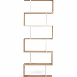 Étagère blanc et bois en S 6 niveaux