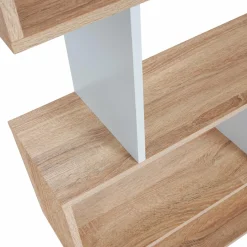 Étagère blanc et bois en S 6 niveaux