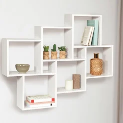 Étagère blanche murale avec 8 cubes