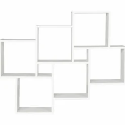 Étagère blanche murale avec 8 cubes