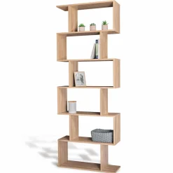 Étagère bois imitation hêtre en S 6 niveaux