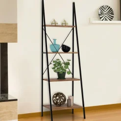 Étagère échelle industrielle effet vieilli 4 niveaux 170 cm