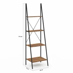 Étagère échelle industrielle effet vieilli 4 niveaux 170 cm
