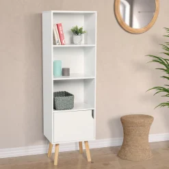 Étagère colonne style scandinave 4 niveaux blanche
