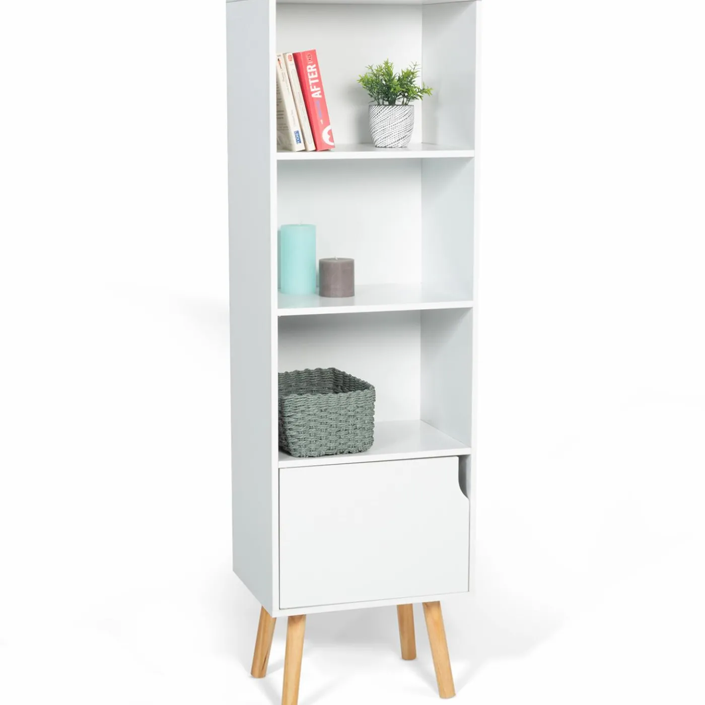 Étagère colonne style scandinave 4 niveaux blanche