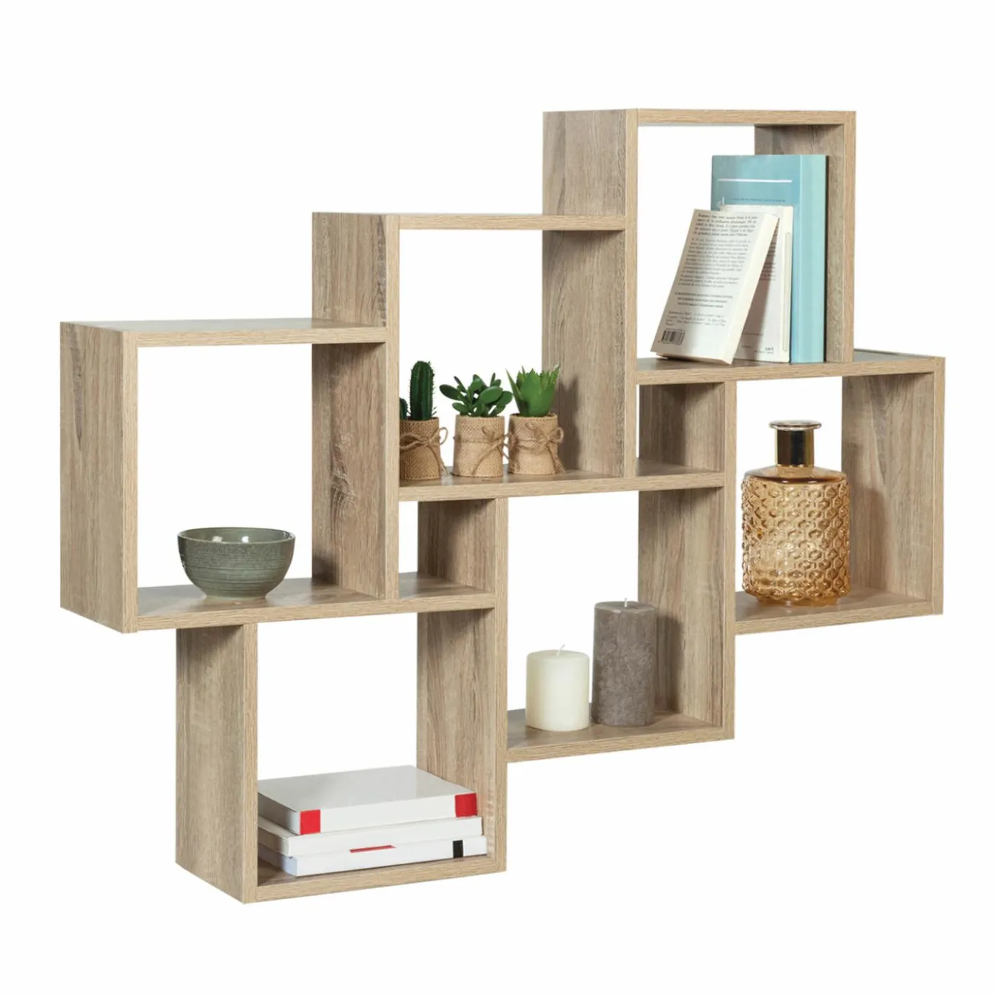 Étagère cube murale bois 1m