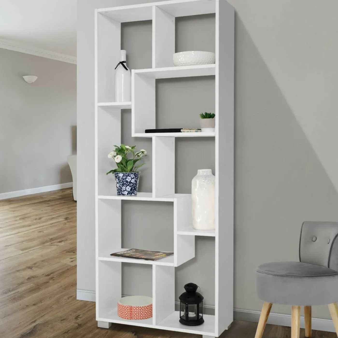 Étagère de salon moderne en bois blanc