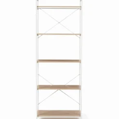 Étagère industrielle bois et métal blanc 5 niveaux