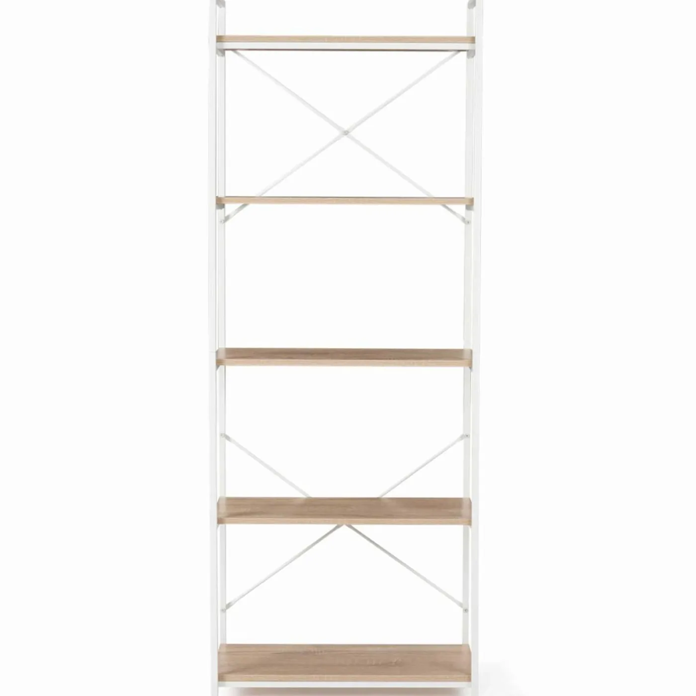 Étagère industrielle bois et métal blanc 5 niveaux