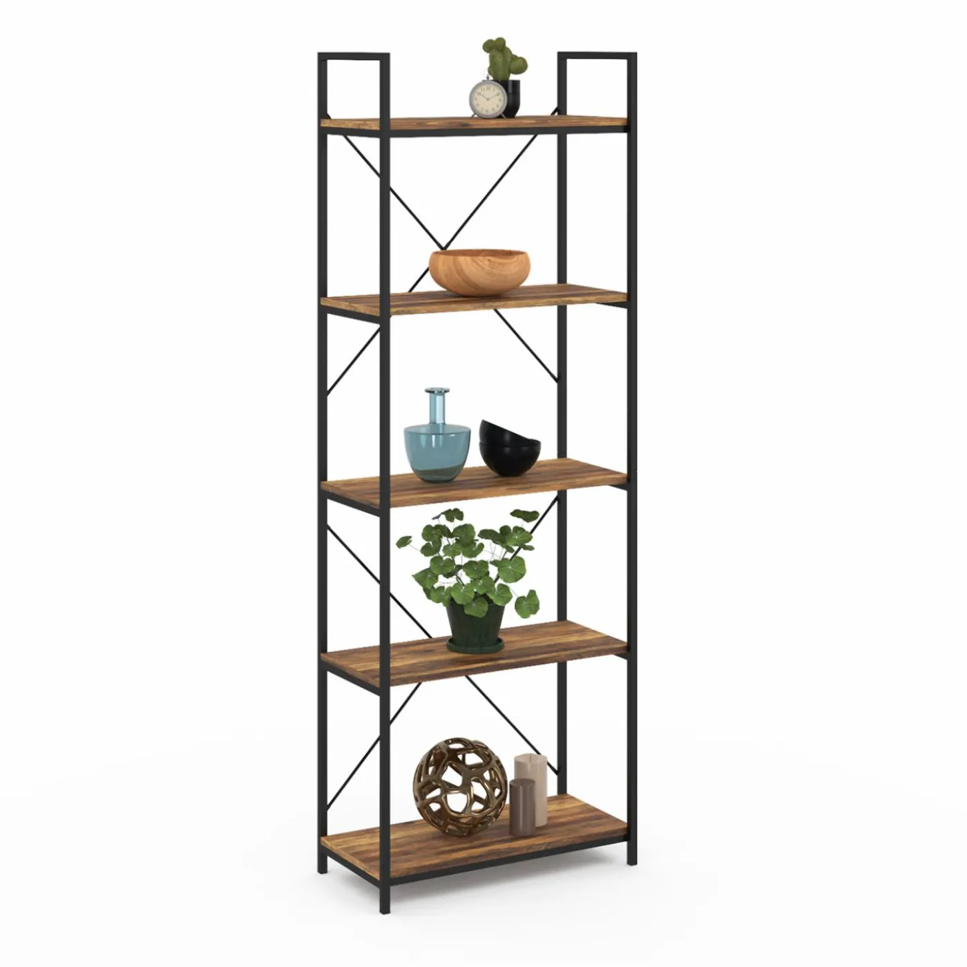 Étagère industrielle effet vieilli 5 niveaux 170 cm