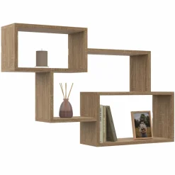 Étagère murale bois façon hêtre double position