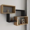 Étagère murale bois façon hêtre et noir double position