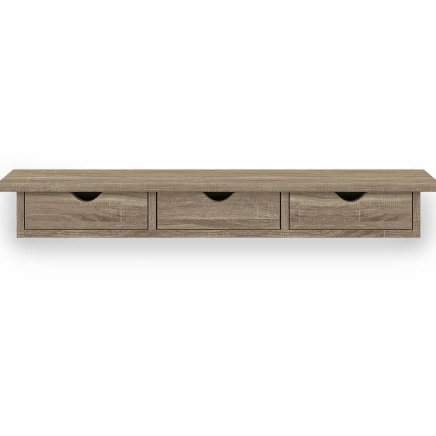 Étagère murale console d'entrée bois façon hêtre 3 tiroirs