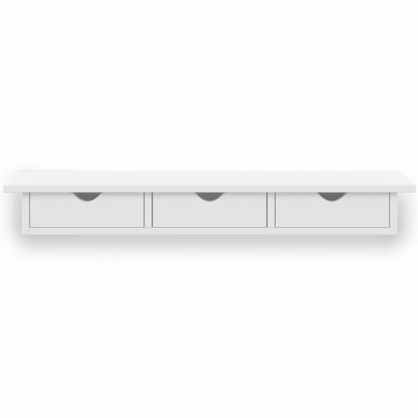 Étagère murale console d'entrée bois blanc 3 tiroirs