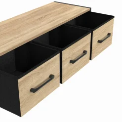 Étagère murale console d'entrée 3 tiroirs design industriel