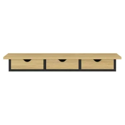 Étagère murale console d'entrée effet bois et noir 3 tiroirs