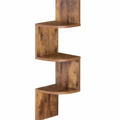Étagère murale d'angle 5 niveaux façon bois vieilli