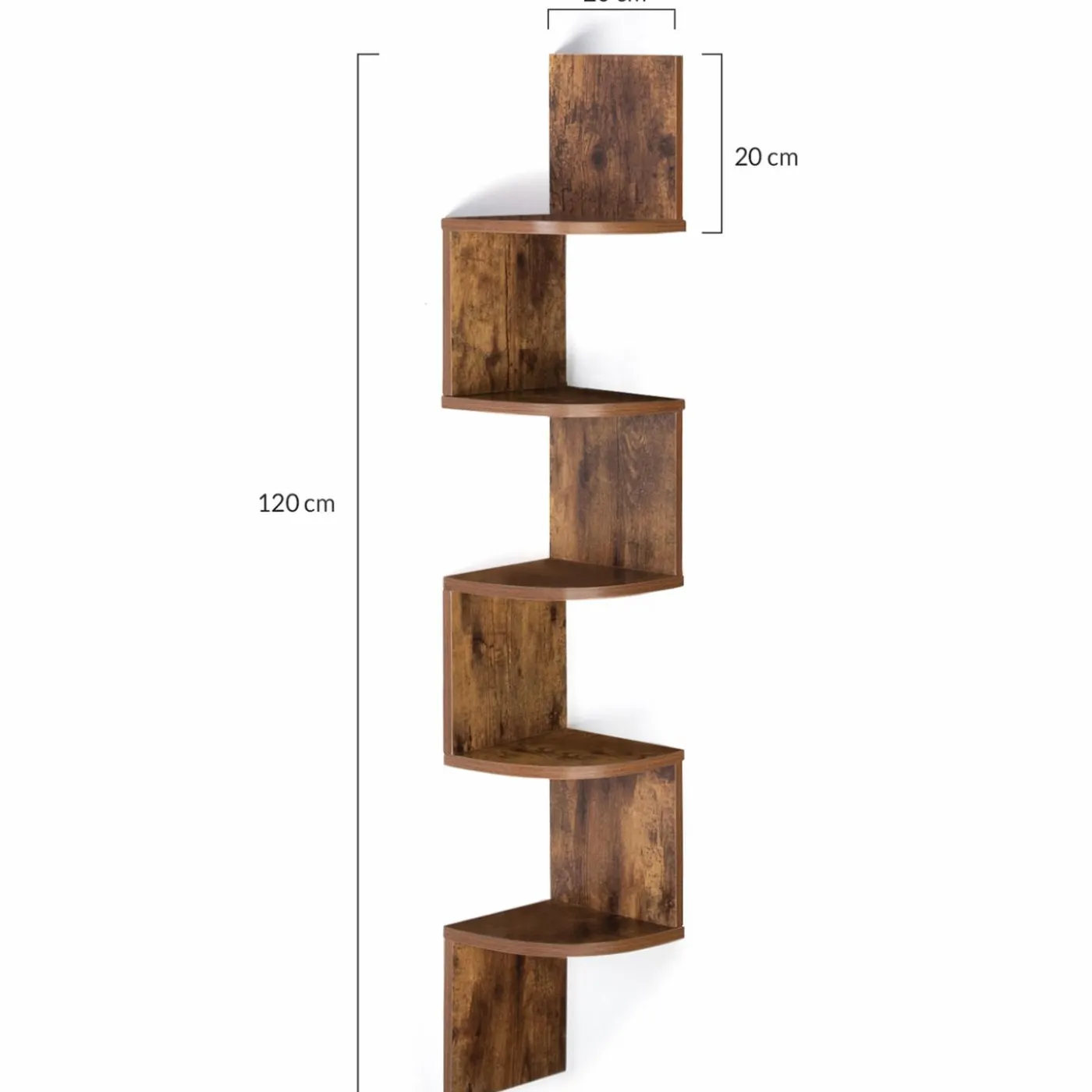 Étagère murale d'angle 5 niveaux façon bois vieilli