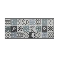 Tapis en vinyle effet carreaux de ciment noir et blanc 66 x 160 cm