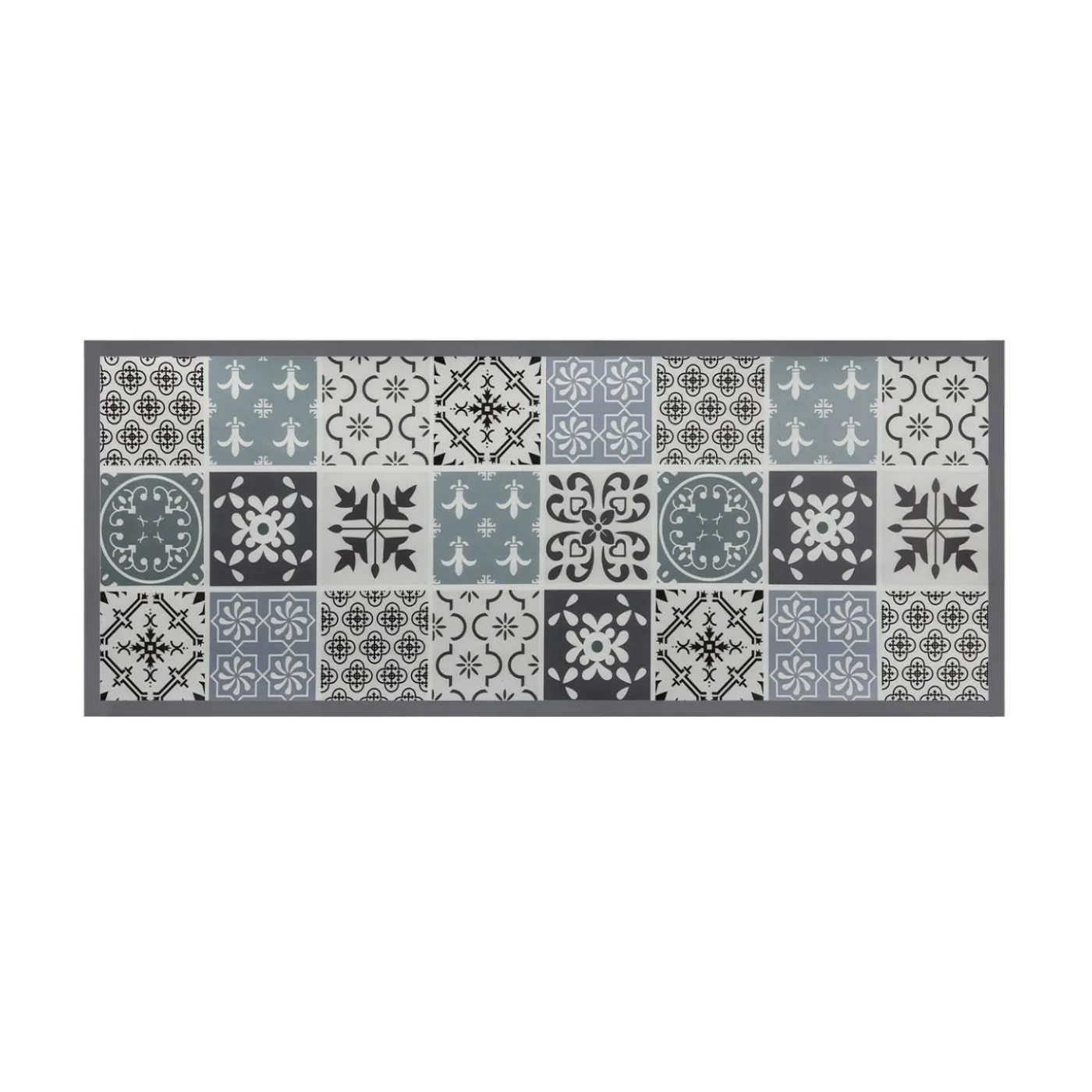 Tapis en vinyle effet carreaux de ciment noir et blanc 66 x 160 cm