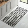 Tapis en vinyle effet mosaïque noir et blanc 66 x 160 cm