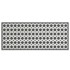 Tapis en vinyle effet mosaïque noir et blanc 66 x 160 cm