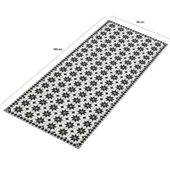 Tapis en vinyle effet mosaïque noir et blanc 66 x 160 cm