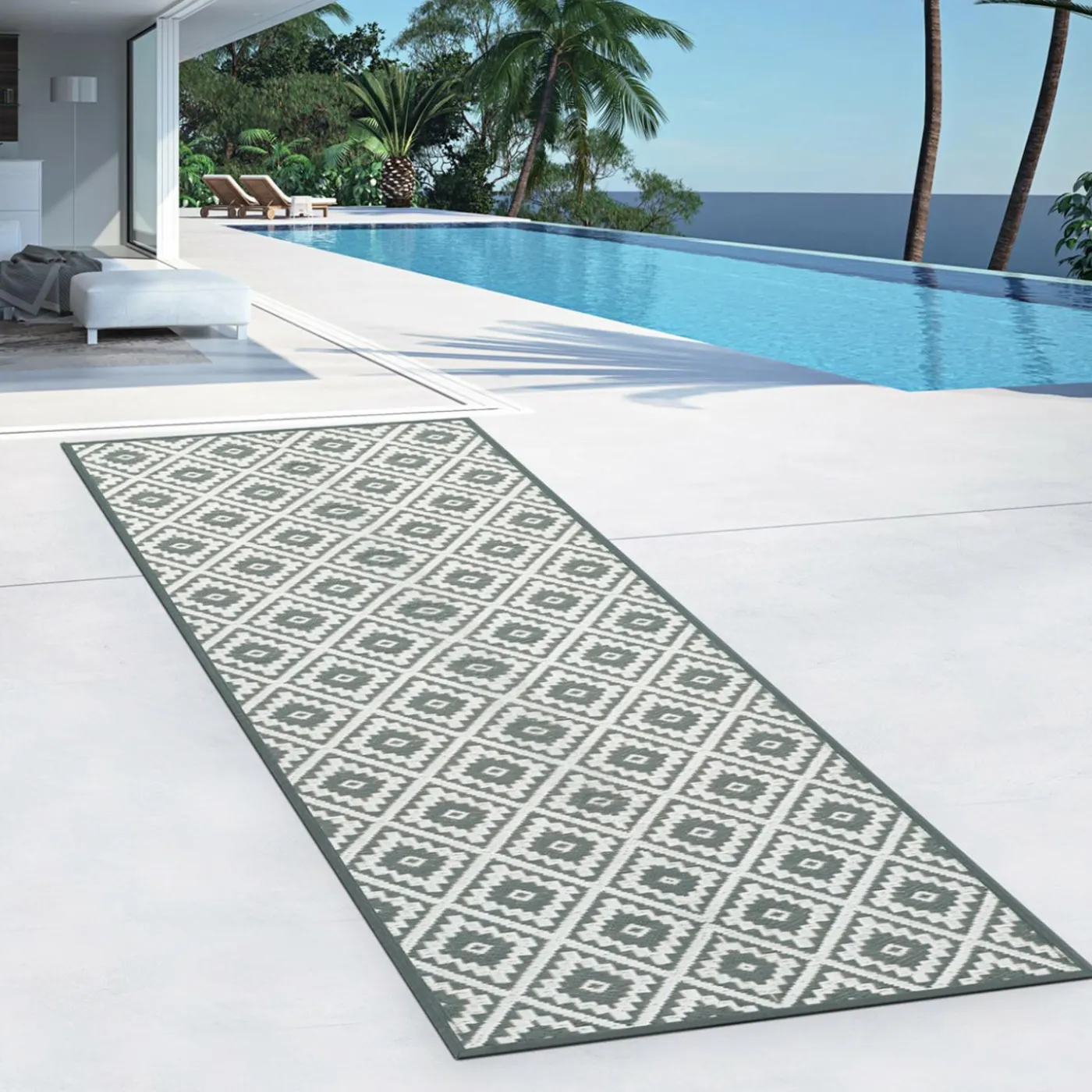 Tapis extérieur gris 80x250cm