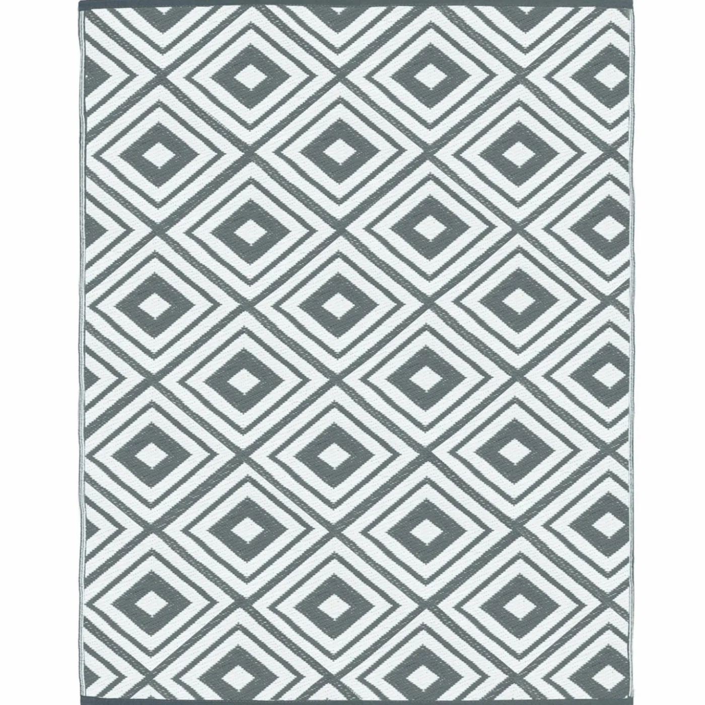 Tapis extérieur jardin motifs géométriques gris et blanc 270 x 370 cm