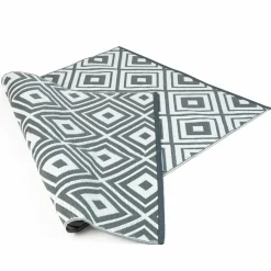 Tapis extérieur jardin motifs géométriques gris et blanc 270 x 370 cm