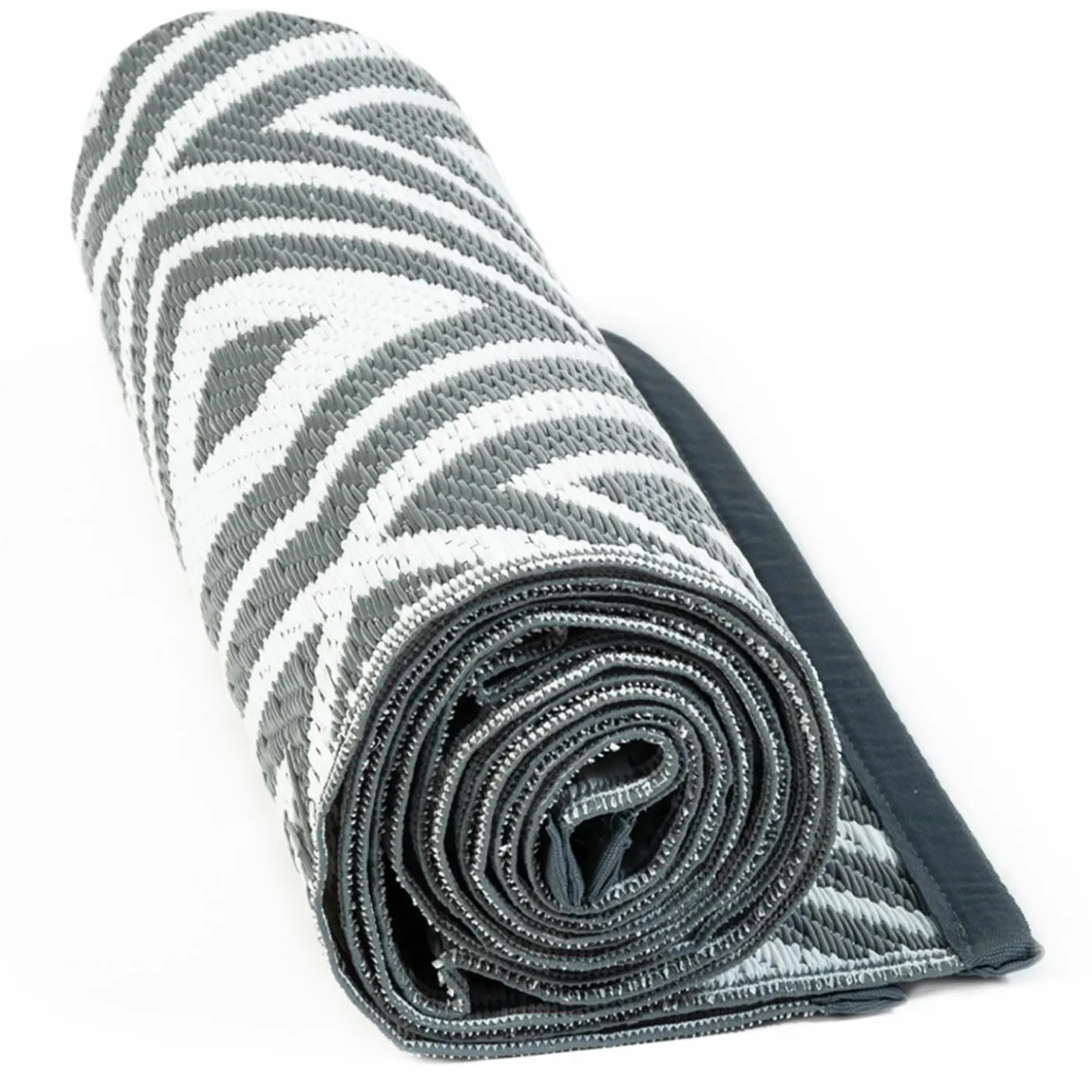Tapis extérieur jardin motifs géométriques gris et blanc 270 x 370 cm