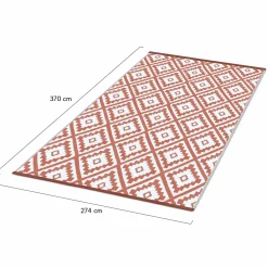 Tapis extérieur terracotta motifs géométriques 270 x 370 cm