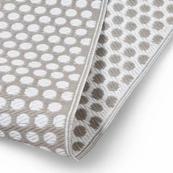 Tapis extérieur terrasse motifs ronds beiges et blancs 180 x 280 cm