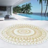 Tapis extérieur terrasse motifs maoris blanc et naturel 150 cm